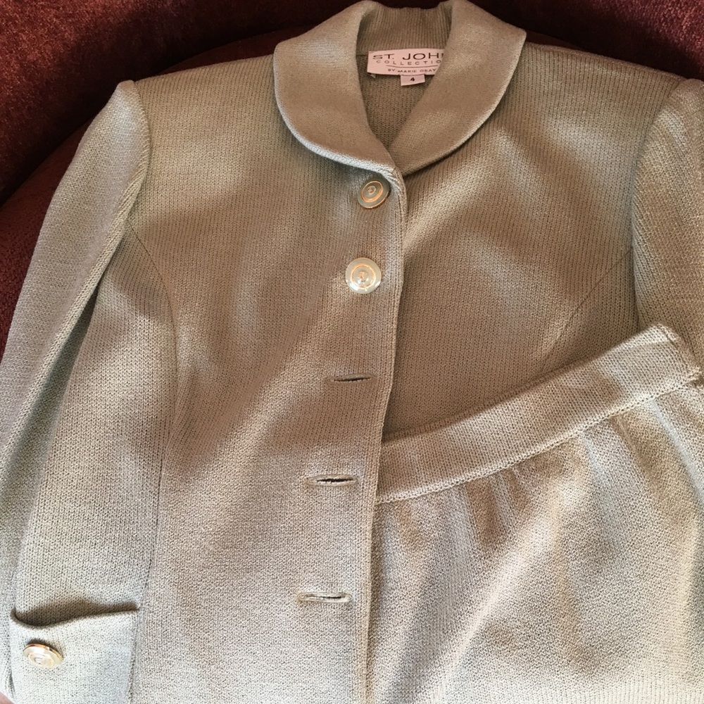 St John knit suit: jacket & mini skirt